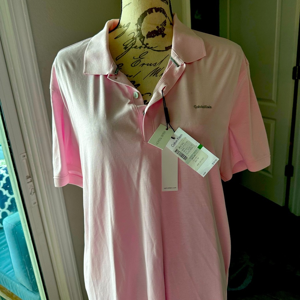 Size L NWT Calvin Klein pink golf shirt